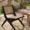 Fauteuil pliant Masdam Bois massif brun foncé et cannage en rotin