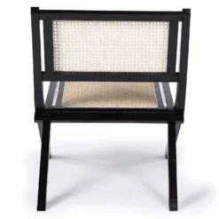 Fauteuil pliant Masdam Bois massif brun foncé et cannage en rotin