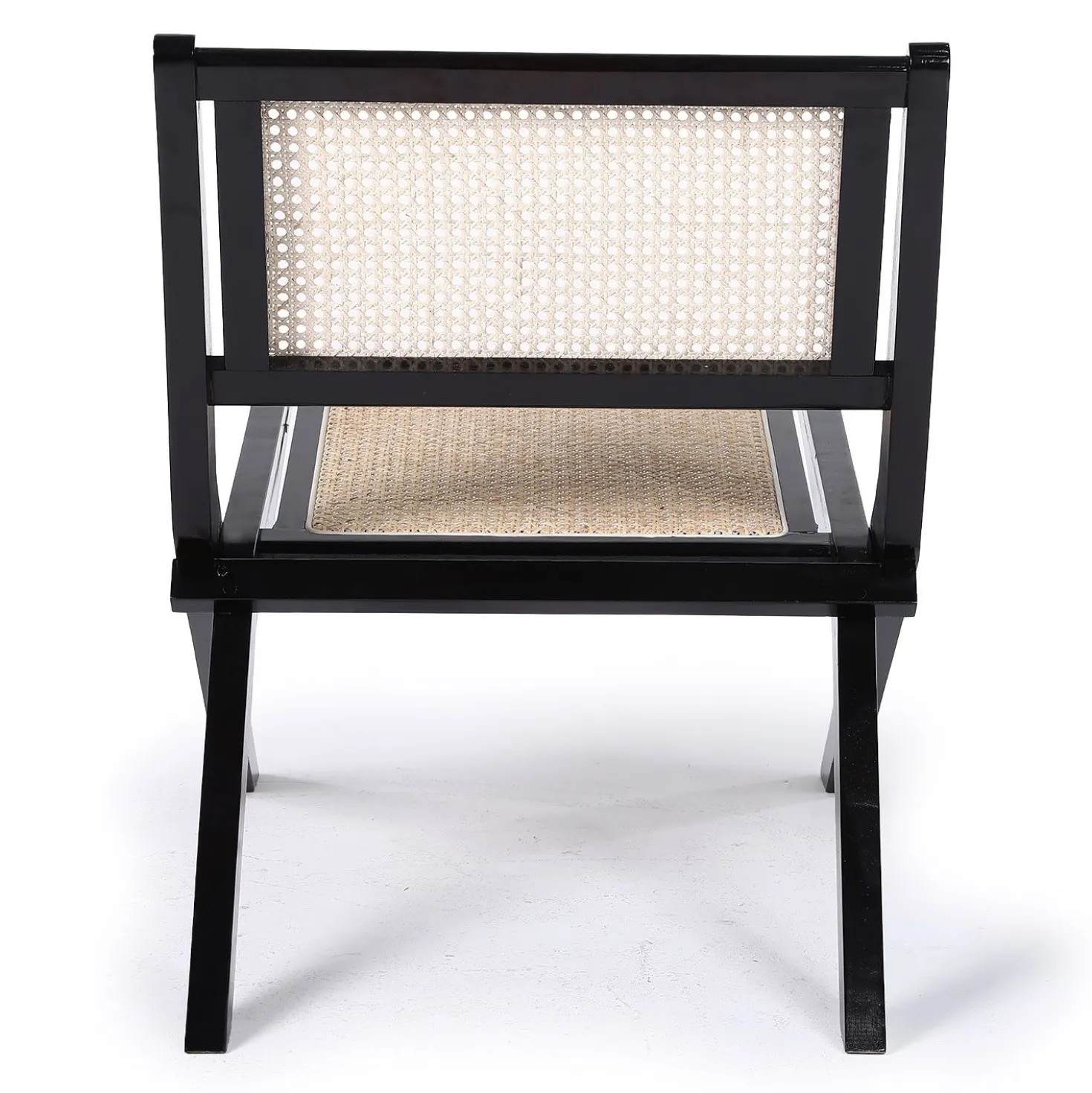 Fauteuil pliant Masdam Bois massif brun foncé et cannage en rotin