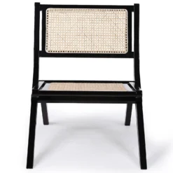 Fauteuil pliant Masdam Bois massif brun foncé et cannage en rotin