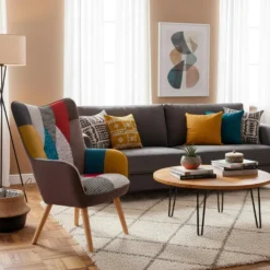 Fauteuil scandinave Klarys Tissu Patchwork