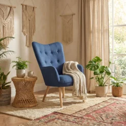 Fauteuil scandinave Klarys Tissu Bleu