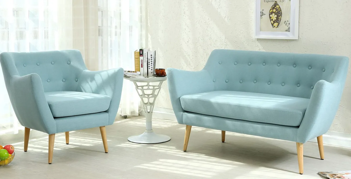 Fauteuil scandinave Molly Tissu Bleu