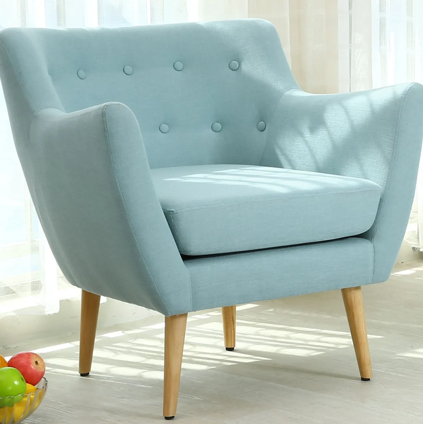 Fauteuil scandinave Molly Tissu Bleu