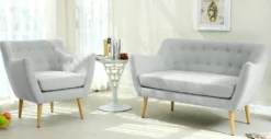 Fauteuil scandinave Molly Tissu Gris