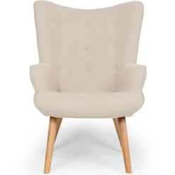 Fauteuil scandinave + pouf Lylou Tissu Beige