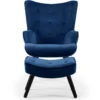 Fauteuil scandinave + pouf Lylou Velours Bleu