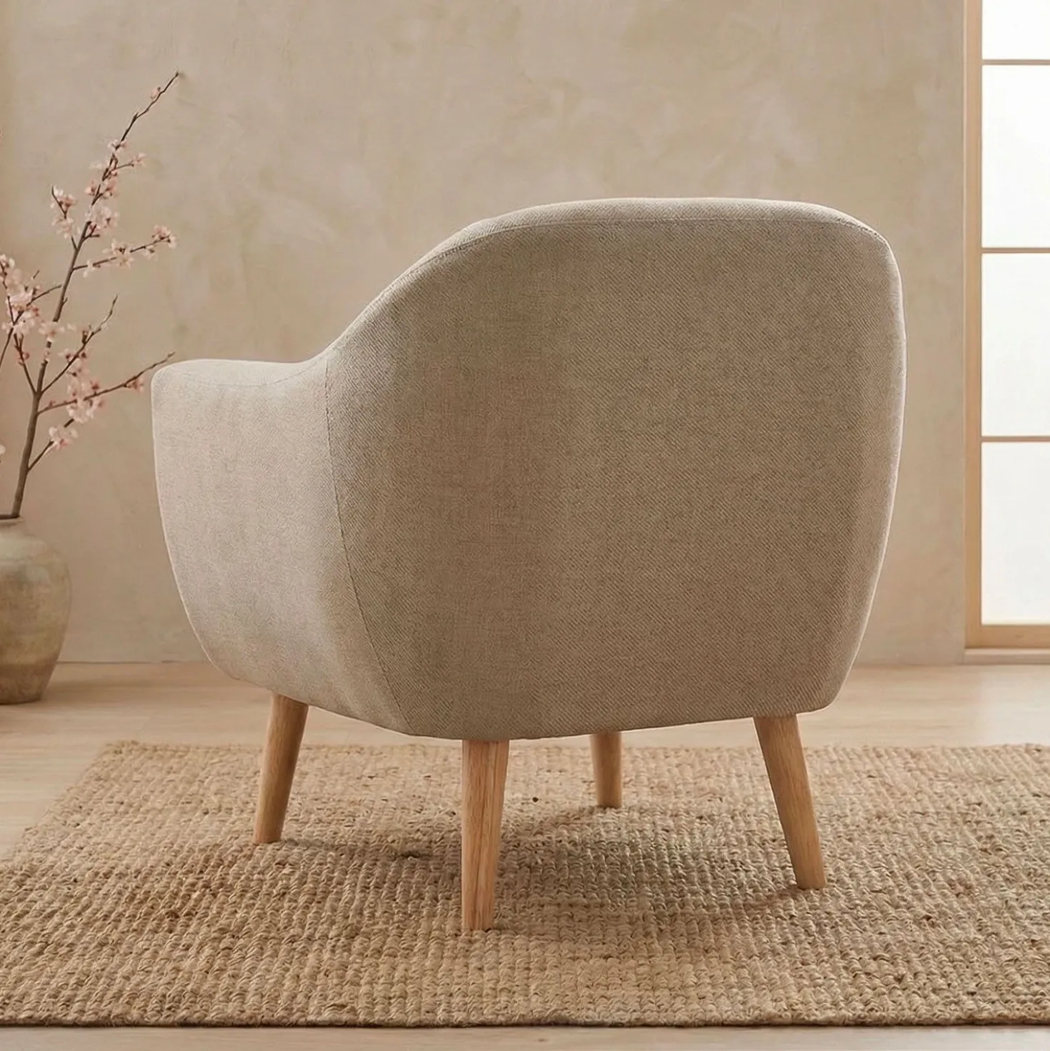 Fauteuil scandinave Savoy tissu Beige