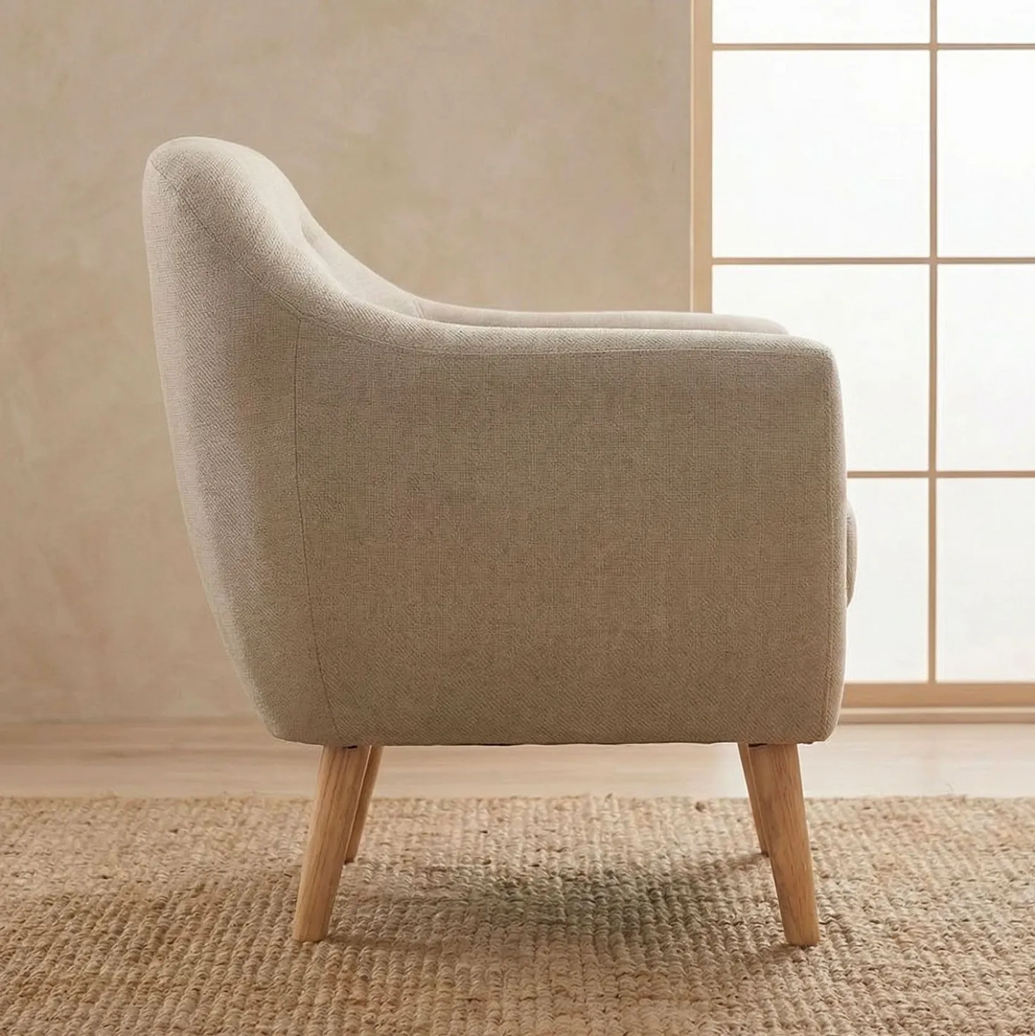 Fauteuil scandinave Savoy tissu Beige