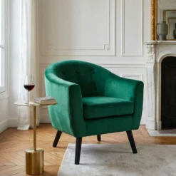 Fauteuil scandinave Savoy Velours Vert