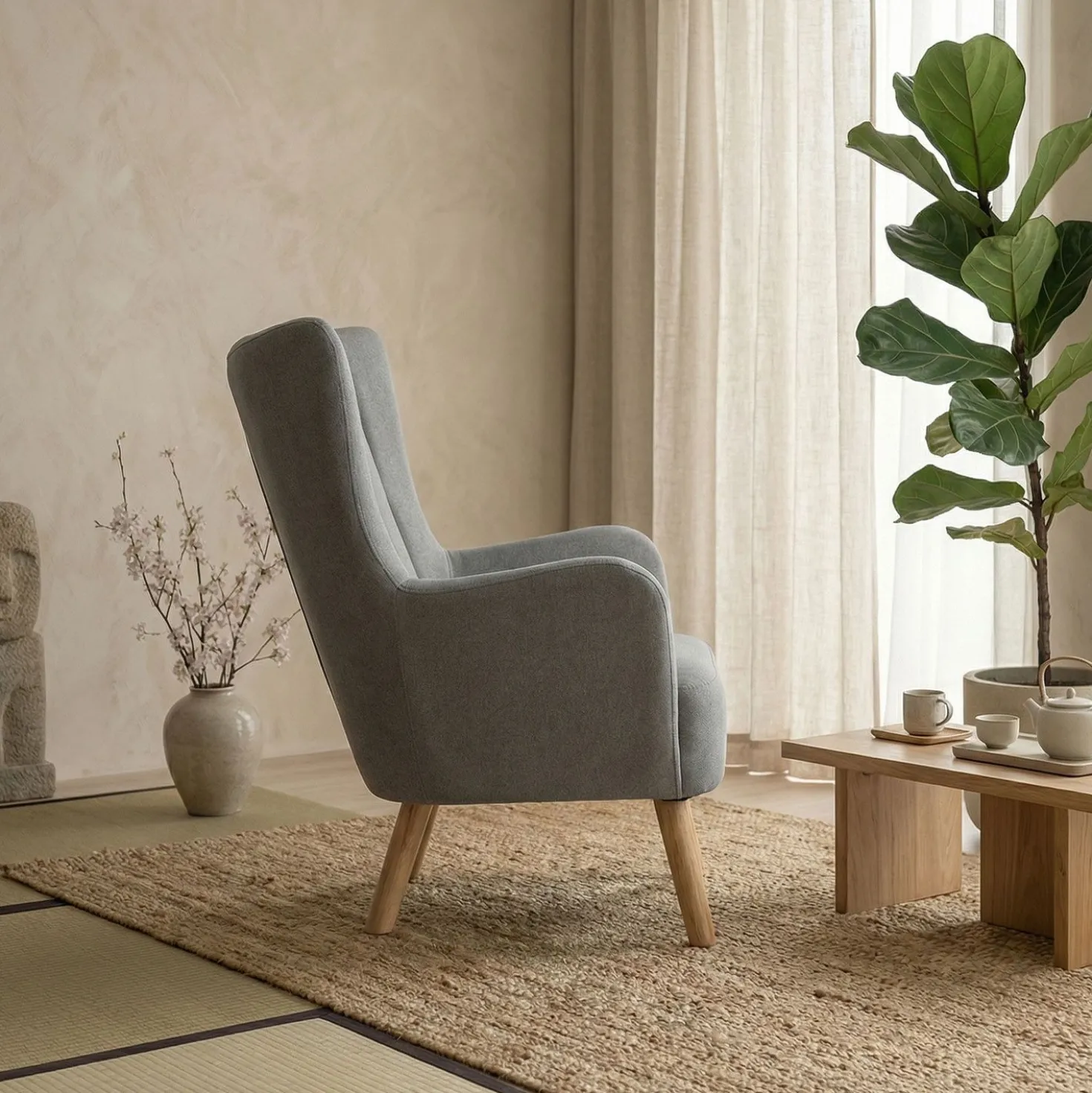 Fauteuil scandinave Vidal Tissu Gris