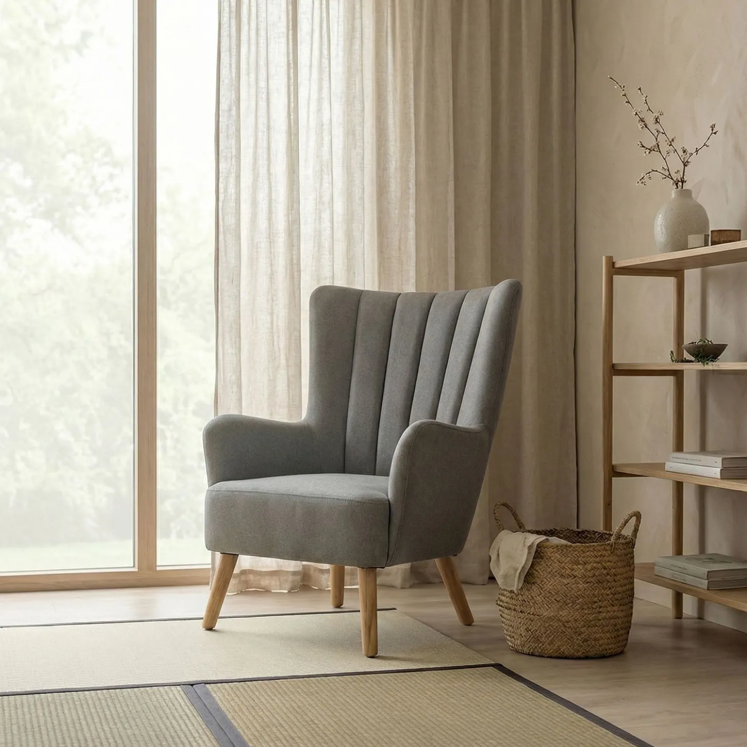 Fauteuil scandinave Vidal Tissu Gris