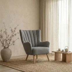 Fauteuil scandinave Vidal Tissu Gris