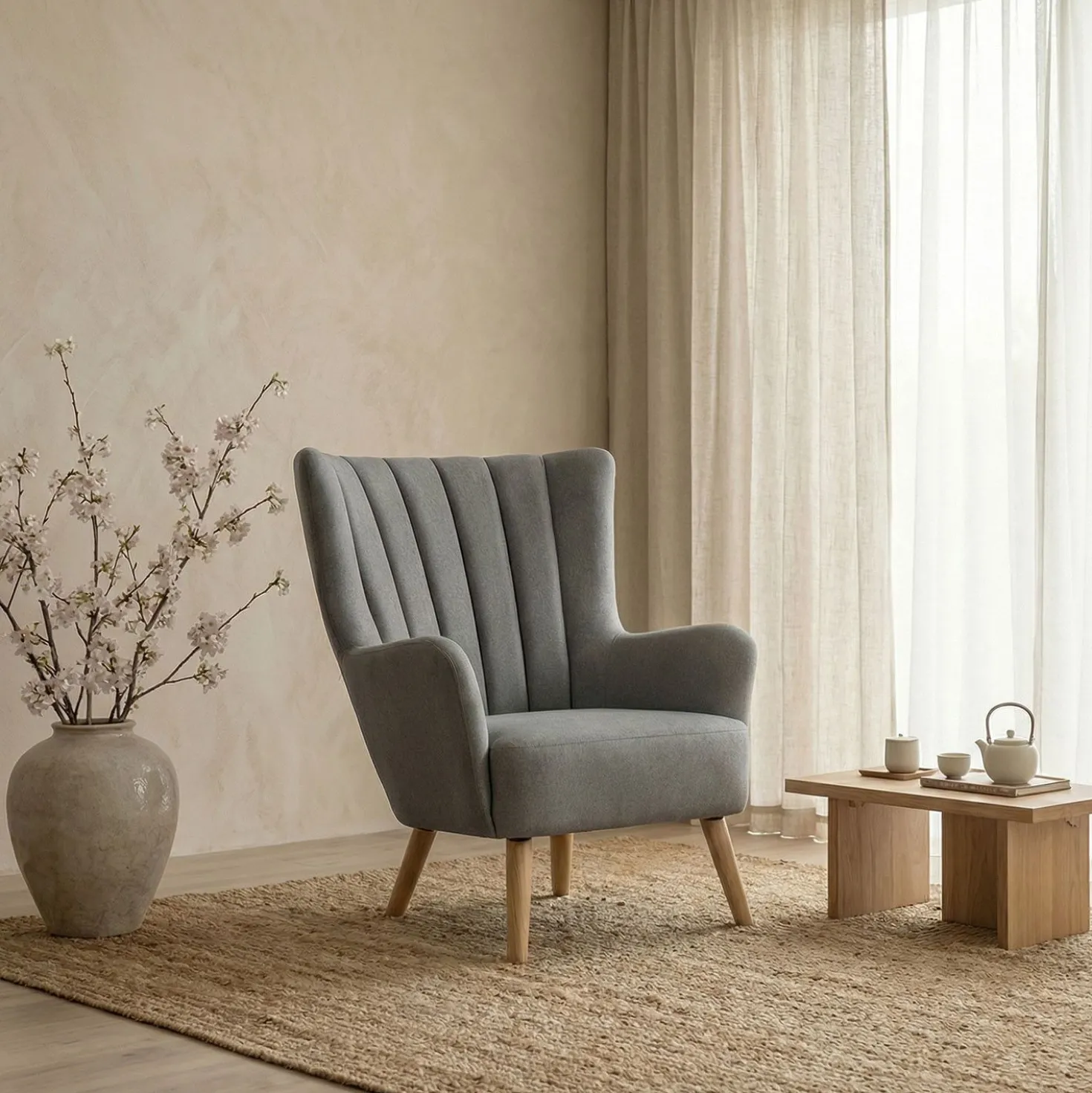 Fauteuil scandinave Vidal Tissu Gris