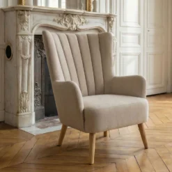 Fauteuil scandinave VidalTissu Beige
