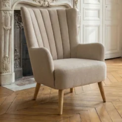 Fauteuil scandinave VidalTissu Beige
