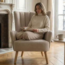 Fauteuil scandinave VidalTissu Beige