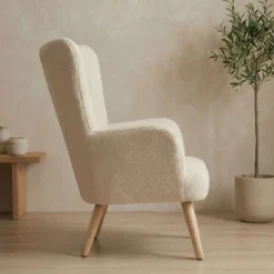 Fauteuil scandinave Vidal Tissu Bouclette Beige