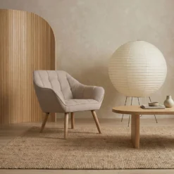 Fauteuil Scandinave Zentao Tissu Beige