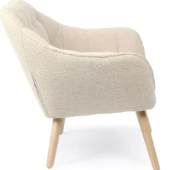 Fauteuil scandinave Zentao Tissu bouclette Beige