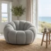 Fauteuil tournant design coquillage Arielina Tissu bouclette Gris