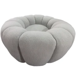 Fauteuil tournant design coquillage Arielina Tissu bouclette Gris