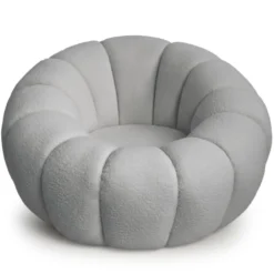 Fauteuil tournant design coquillage Arielina Tissu bouclette Gris