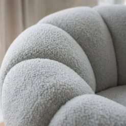 Fauteuil tournant design coquillage Arielina Tissu bouclette Gris
