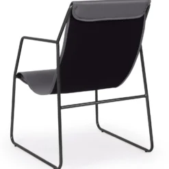 Fauteuil Ulysse Métal Noir et Simili Gris