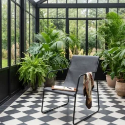Fauteuil Ulysse Métal Noir et Simili Gris