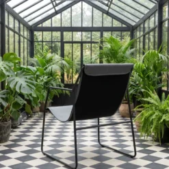 Fauteuil Ulysse Métal Noir et Simili Gris