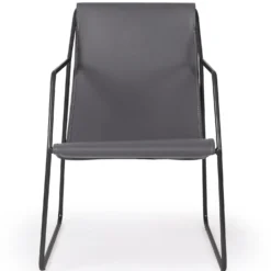 Fauteuil Ulysse Métal Noir et Simili Gris