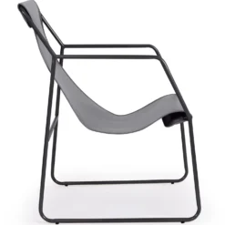 Fauteuil Ulysse Métal Noir et Simili Gris