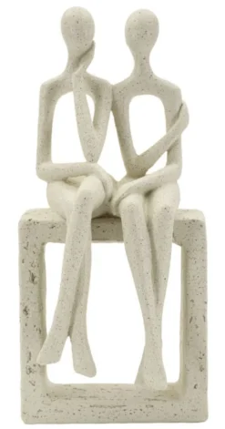Figurine Couple Stons en résine crème