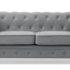 Grand canapé 2 places Chesterfield Velours Argent