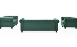 Grand canapé 3 places Chesterfield Velours Vert