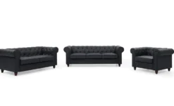 Grand canapé 3 places Chesterfield Noir