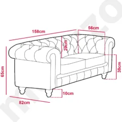 Grand canapé 2 places Chesterfield Marron