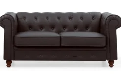 Grand canapé 2 places Chesterfield Marron