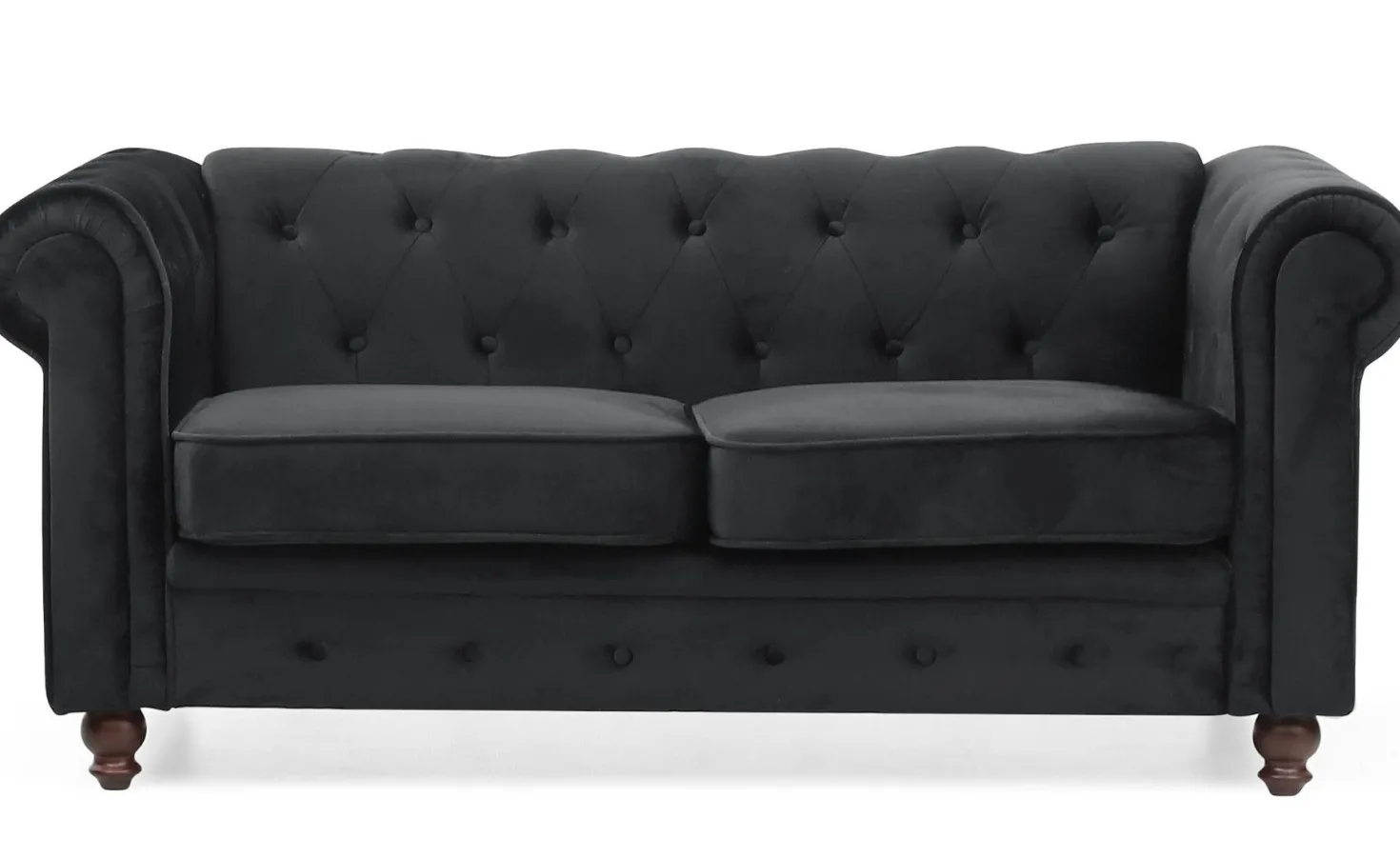 Grand canapé 2 places Chesterfield Velours Noir