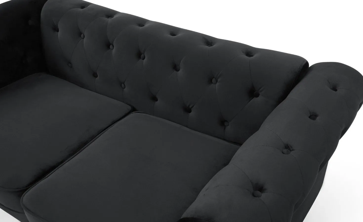 Grand canapé 2 places Chesterfield Velours Noir