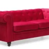 Grand canapé 2 places Chesterfield Velours Rouge