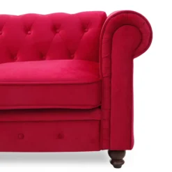 Grand canapé 2 places Chesterfield Velours Rouge