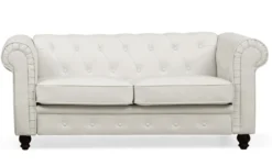 Grand canapé 2 places Chesterfield Blanc