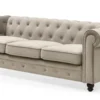 Grand canapé 3 places Chesterfield Velours Taupe