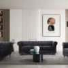 Grand canapé 3 places Chesterfield Velours Noir