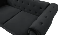 Grand canapé 3 places Chesterfield Velours Noir