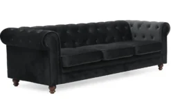 Grand canapé 3 places Chesterfield Velours Noir