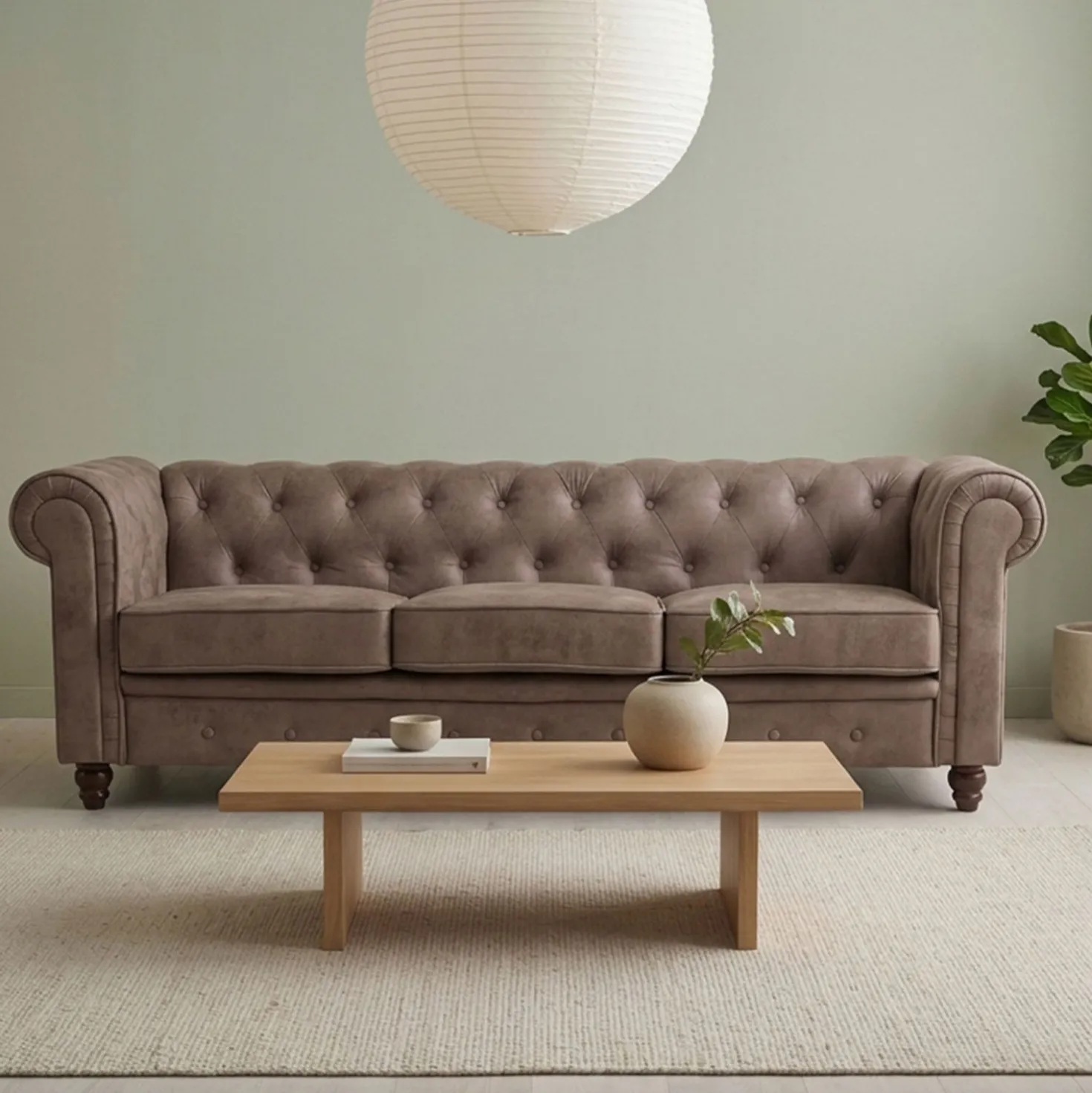 Grand canapé 3 places Chesterfield Vintage