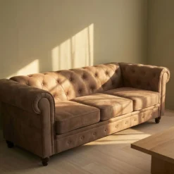 Grand canapé 3 places Chesterfield Vintage